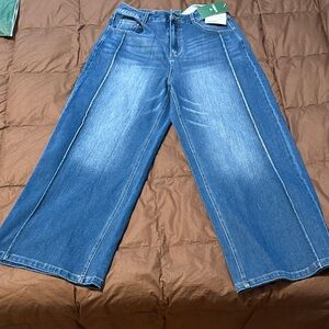 HALARA Blue Wide-Leg Flare Jeans